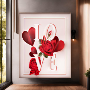 Póster Fotos de El día de San Valentín con rosas rojas es