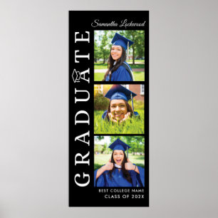 Póster Fotos de Graduación Graduado 2026 en Blanco y Negr