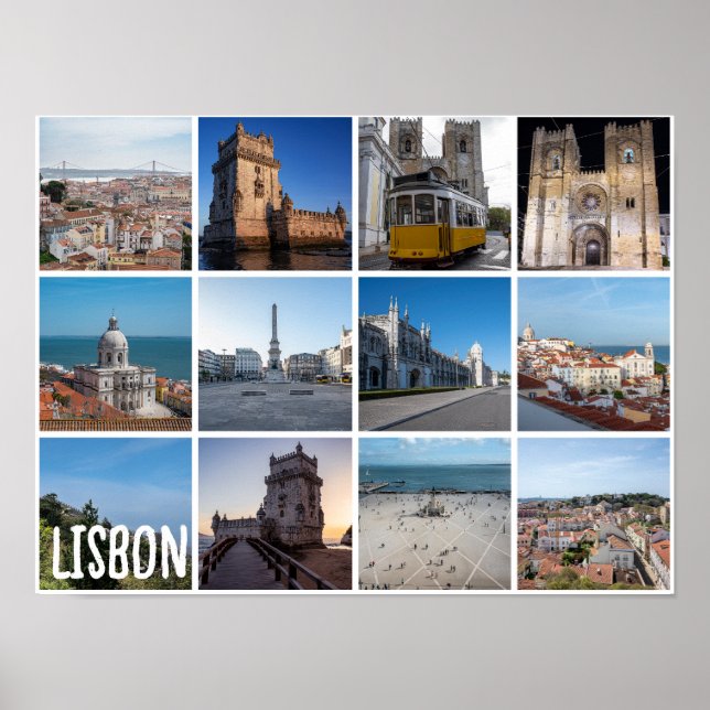 Póster Fotos de Lisboa mosaico, Portugal (Frente)