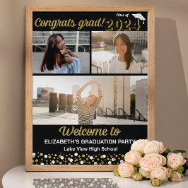 Póster Fotos de oro Felicitaciones Grado 3 Signo de bienv