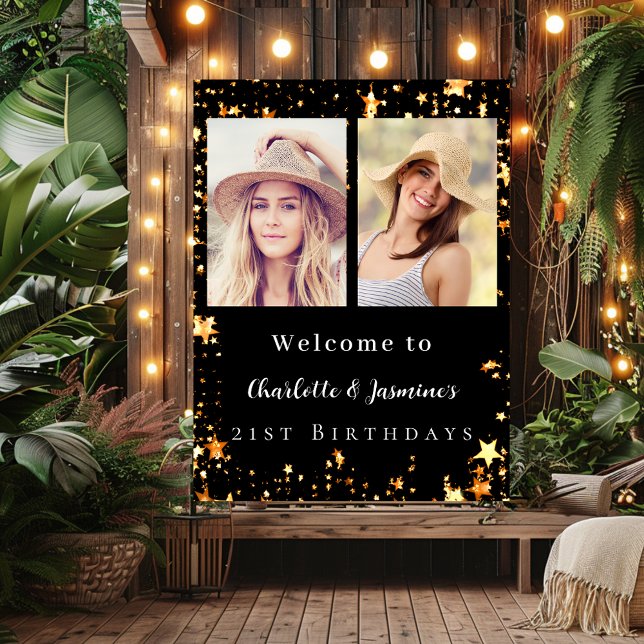 Póster Fotos de oro negro estrellas 2 personas cumpleaños (Subido por el creador)