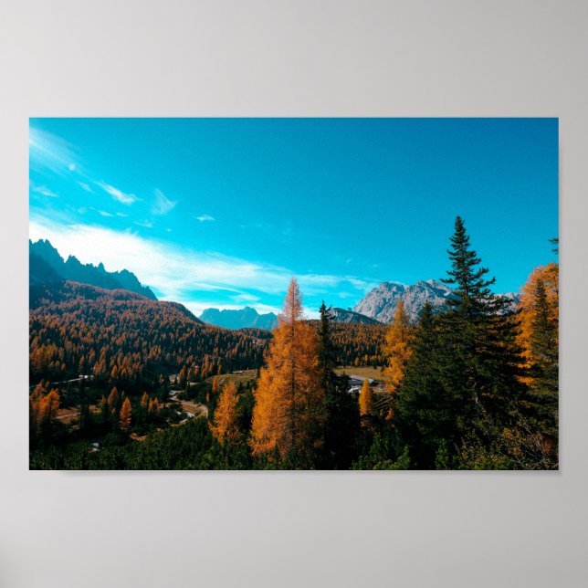 Póster Fotos de paisajes simples de otoño de fondo de esc (Frente)