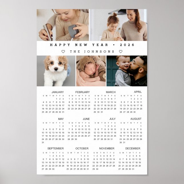 Póster Fotos de personalizados Calendario de Año Nuevo 12 (Frente)