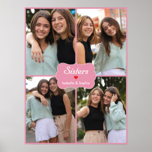 Póster Fotos de Personalizados rosados de hermanas o BFF 