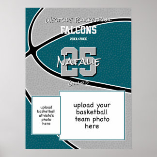 Póster Fotos del equipo de baloncesto de colores grises v