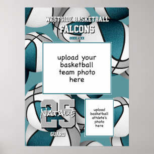 Póster Fotos del equipo de baloncesto gris verde azulado