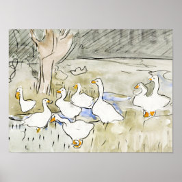 Póster Fotos del pato blanco dibujadas a mano Clipart Fam