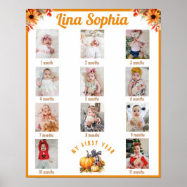 Póster Fotos del primer año mensual otoño cumpleaños