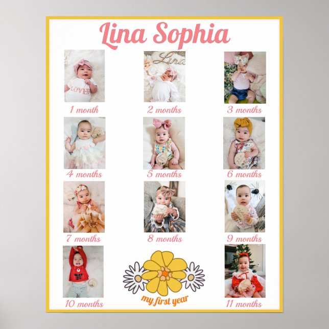 Póster Fotos mensuales de floral de primer año (Frente)