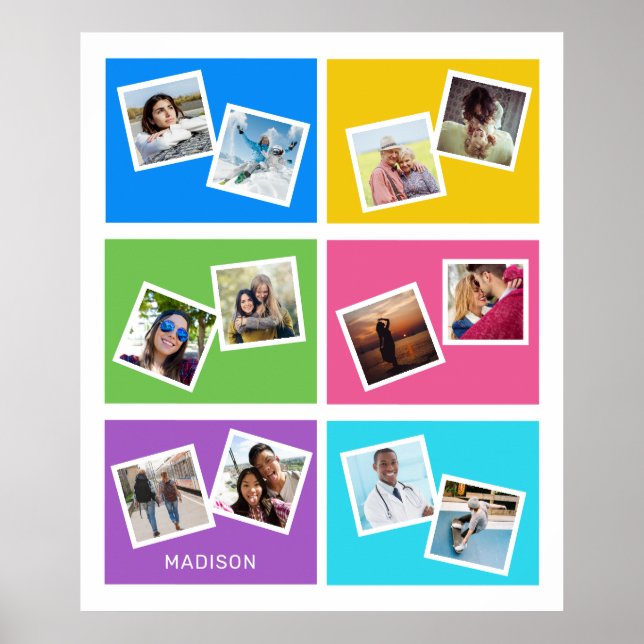 Póster Fotos personalizados y nombre Colorful (Frente)