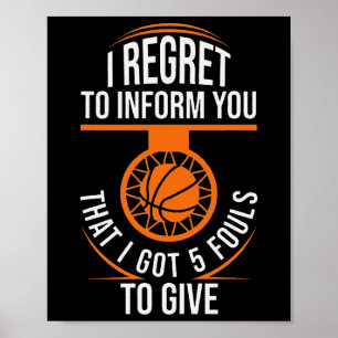 Póster Fouls de Baloncesto Cita Funny Baloncesto 5 Foul C