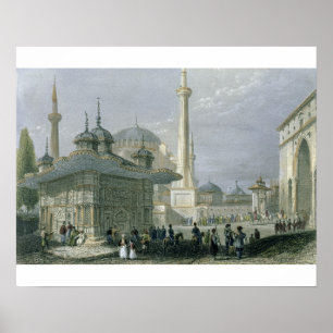 Póster Fountain and Square of St. Sophia, Istanbul, engra