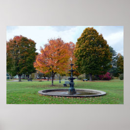 Póster Fountain in Lyndonville, Vermont, Bandstand Park