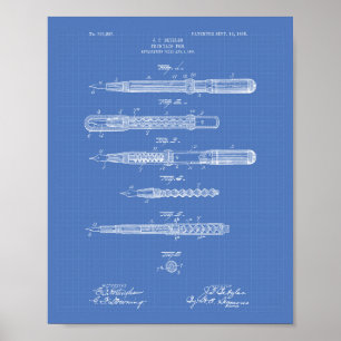 Póster Fountain Pen 1905 Patent Art Blueprint