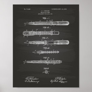 Póster Fountain Pen 1905 Patent Art Chalkboard