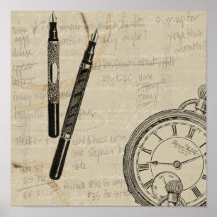 Póster Fountain Pens and Watchface con notas