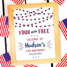 Four Ever Free! 4 de julio Cumpleaños número 4 Fie
