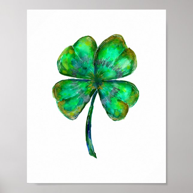 Póster four leaf clover watercolor (Frente)