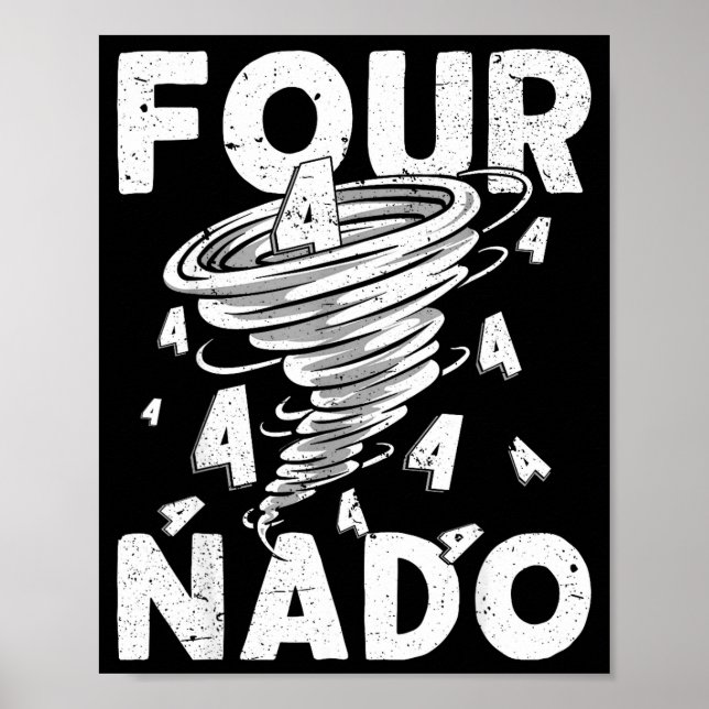 Póster Four Nado Fournado 4th Birthday 4 Years Old  (Frente)
