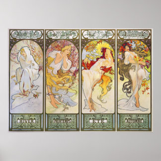 Póster Four Seasons by Alphonse Mucha