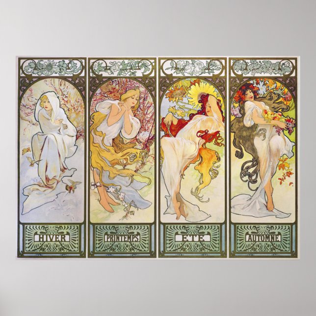 Póster Four Seasons by Alphonse Mucha (Frente)