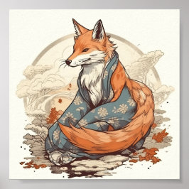 Póster Fox al estilo japonés