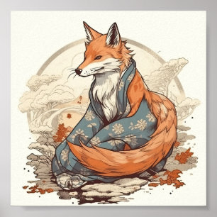 Póster Fox al estilo japonés