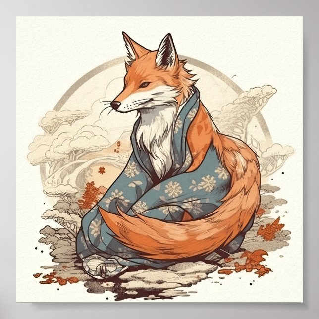 Póster Fox al estilo japonés (Frente)