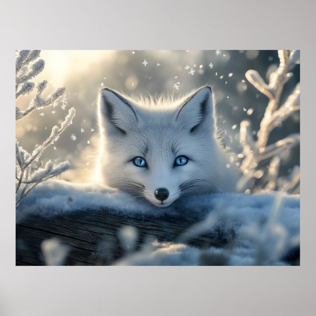 Póster Fox ártica con ojos azules mesmerizadores (Frente)