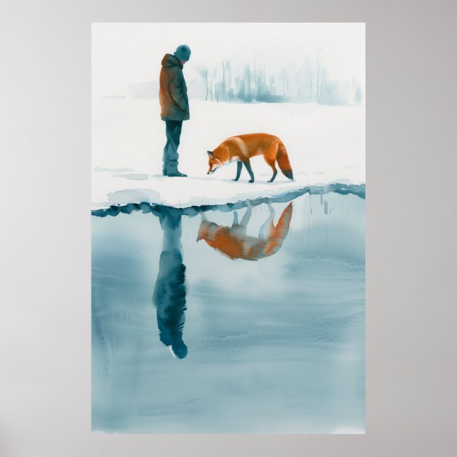 Póster Fox caminando junto al río Nieve - Poster de la Na (Frente)