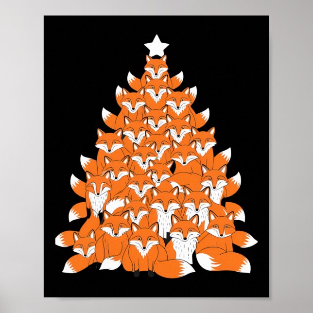 Póster Fox Christmas Tree Fox Xmas Tree Funny Fox Christo (Frente)