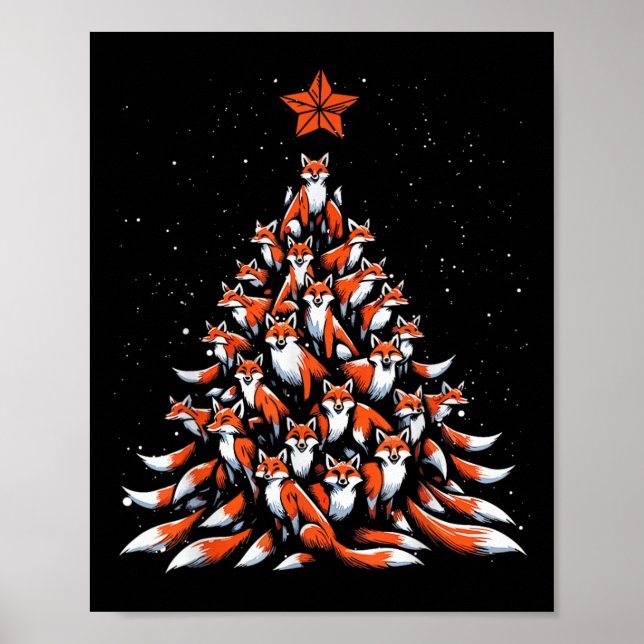 Póster Fox Christmas Tree Fox Xmas Tree Women & amp; Boys (Frente)