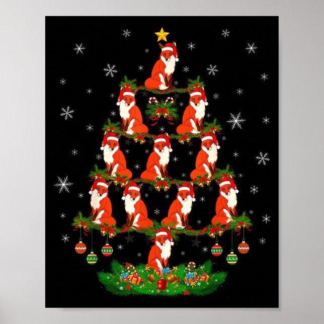 Póster Fox Christmas Tree Funny Xmas Lover  (Frente)