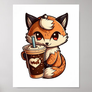 Póster Fox con una taza