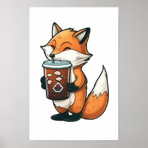 Póster Fox con una taza