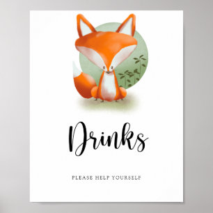 Póster Fox Cub - Drinks help yourself