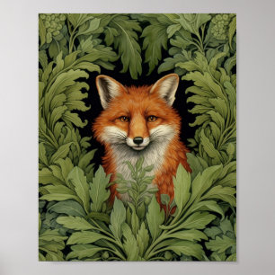Póster Fox de Art Nouveau en el bosque