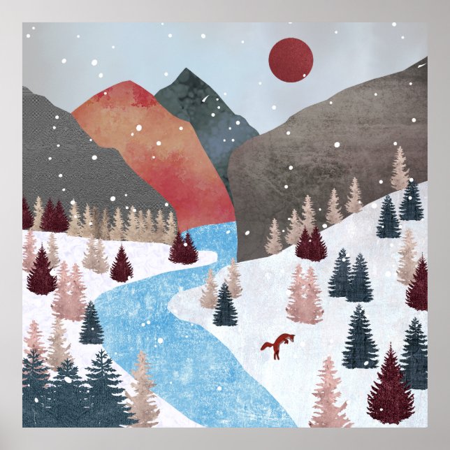 Póster Fox de la caza de invierno (Frente)