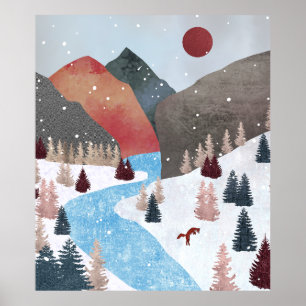 Póster Fox de la caza de invierno