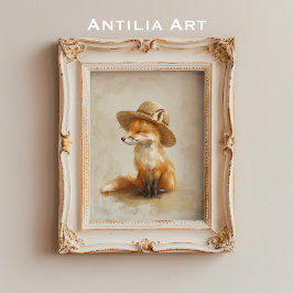 Póster Fox en Gorra capricho animal de bosque virgen