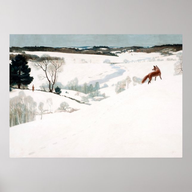 Póster Fox en la Nieve, 1935, de Newell Convers Wyeth (Frente)