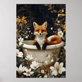 Póster Fox In Bathtub Poster, Funny Animal Poster, Fox