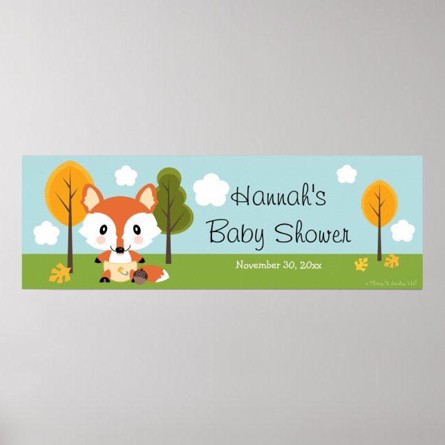 PÓSTER FOX IN DIAPERS BABY SHOWER BANNER (Frente)