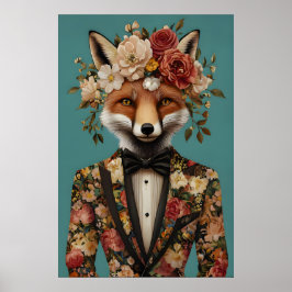 Póster Fox In Suit Poster, Fox Portrait, Fox Oil
