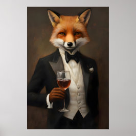 Póster Fox In Tuxedo Poster, Animal Poster, Fox In Suit
