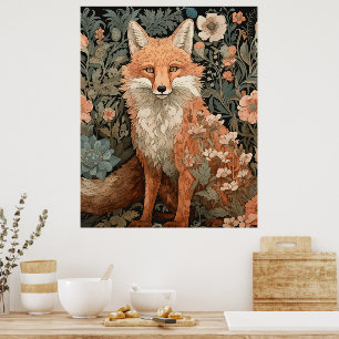 Póster Fox roja en un jardín inglés victoriano
