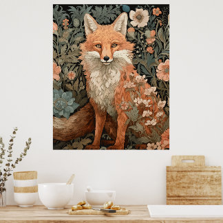 Póster Fox roja en un jardín inglés victoriano