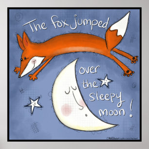 Póster Fox saltó sobre la luna