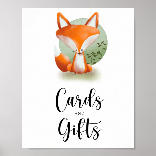 Póster Fox - tarjetas y regalos de bebé ducha (Frente)