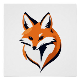 Póster Fox Vector Art Animal Moderno Ciudad Urbana Gráfic